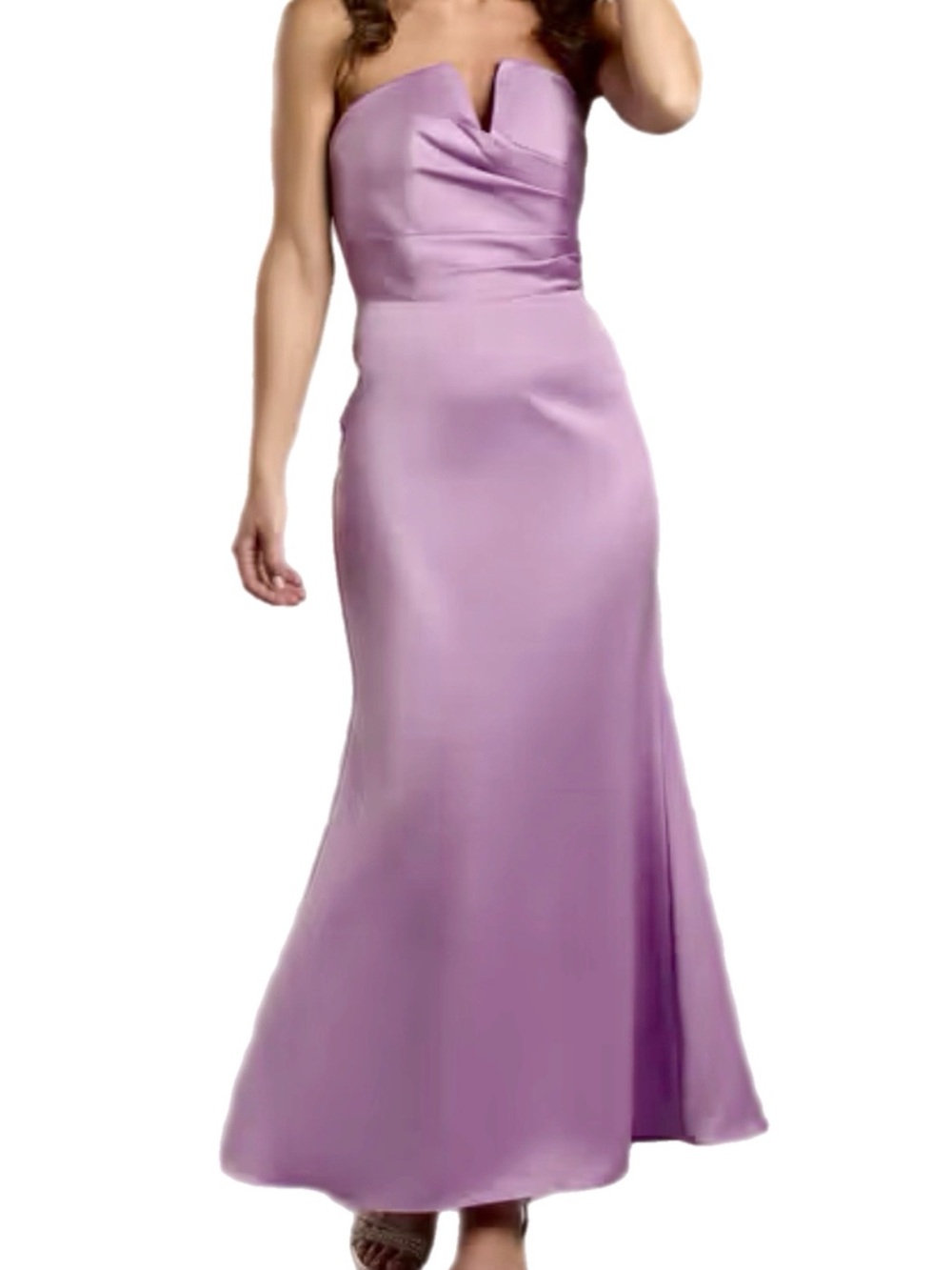 NWT David’s Bridal DB Studio Lavender Satin Strapless Notched Neckline Formal